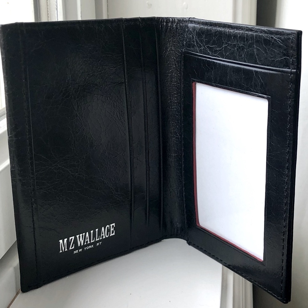MZ Wallace black leather bifold card holder